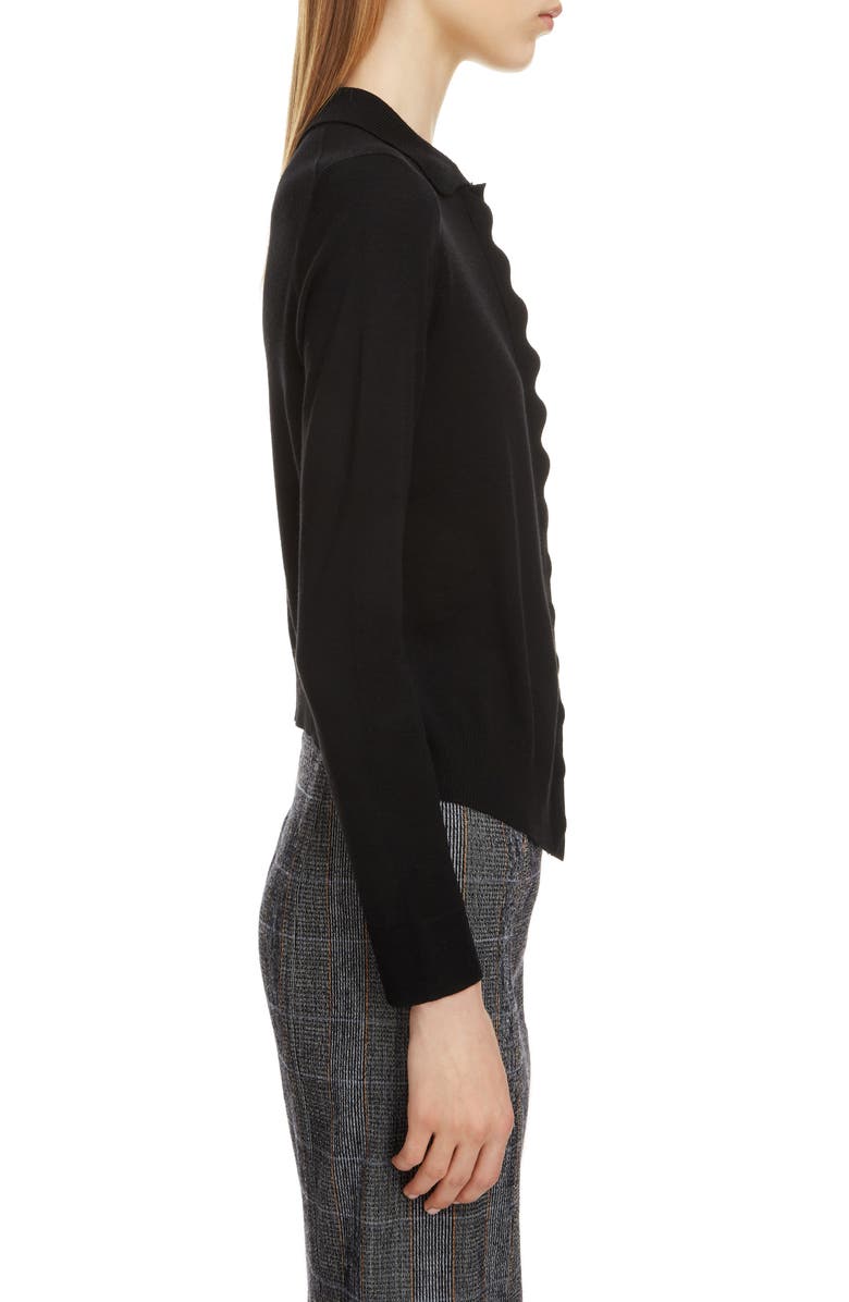 Chloé Scalloped Placket Wool Blend Cardigan, Alternate, color, 