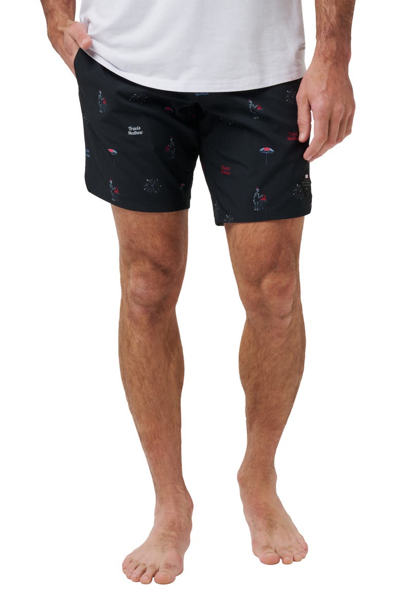 Red White & Booyah Board Shorts, Main, color, BLACK