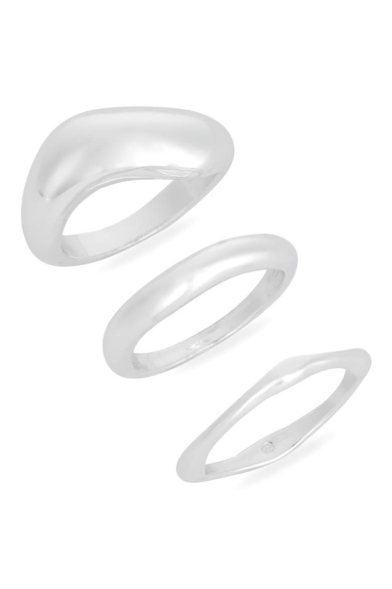 Set of 3 Wavy Rings, Main, color, SILVER