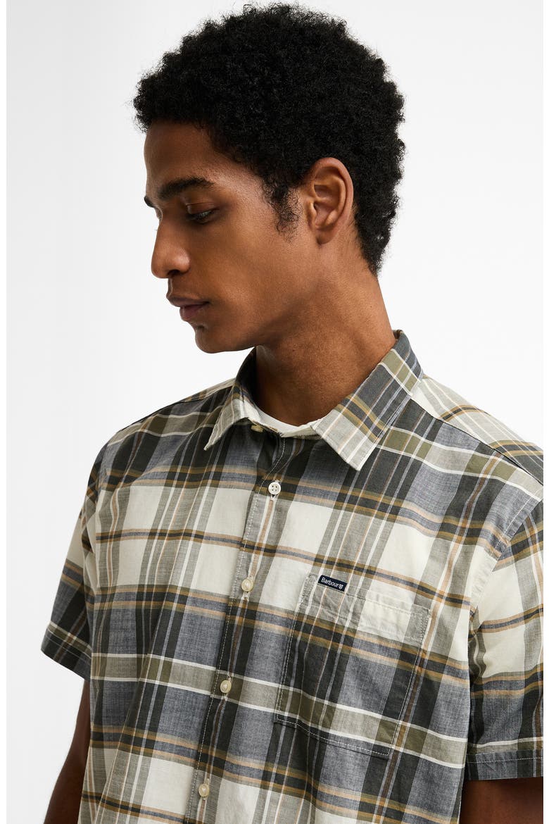 Grassbeach Plaid Short Sleeve Cotton Button-Up Shirt, Alternate, color, WHISPER WHITE