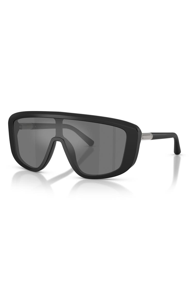 Dolce&Gabbana 128mm Rectangular Shield Sunglasses, Alternate, color, Matte Black / Grey Black