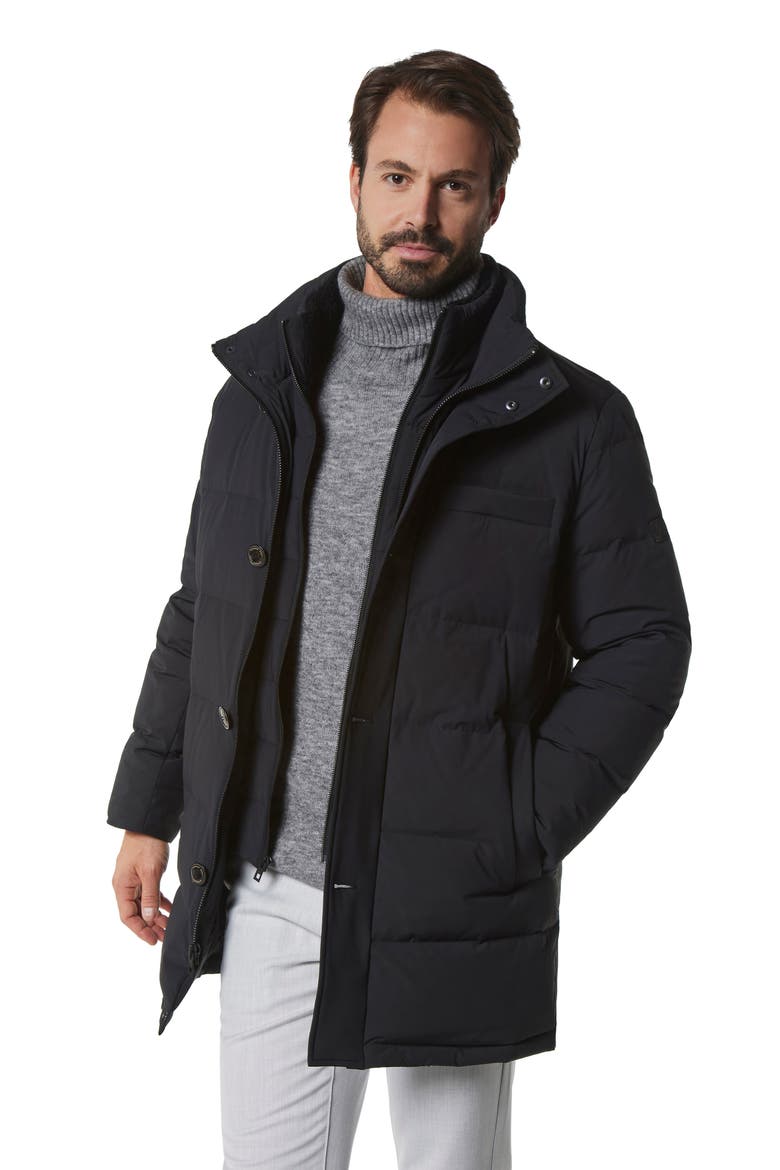 Shelton Water Resistant Down Coat, Alternate, color, BLACK