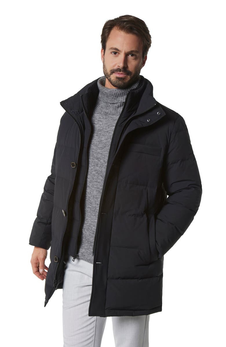 Andrew Marc Shelton Water Resistant Down Coat, Alternate, color, Black