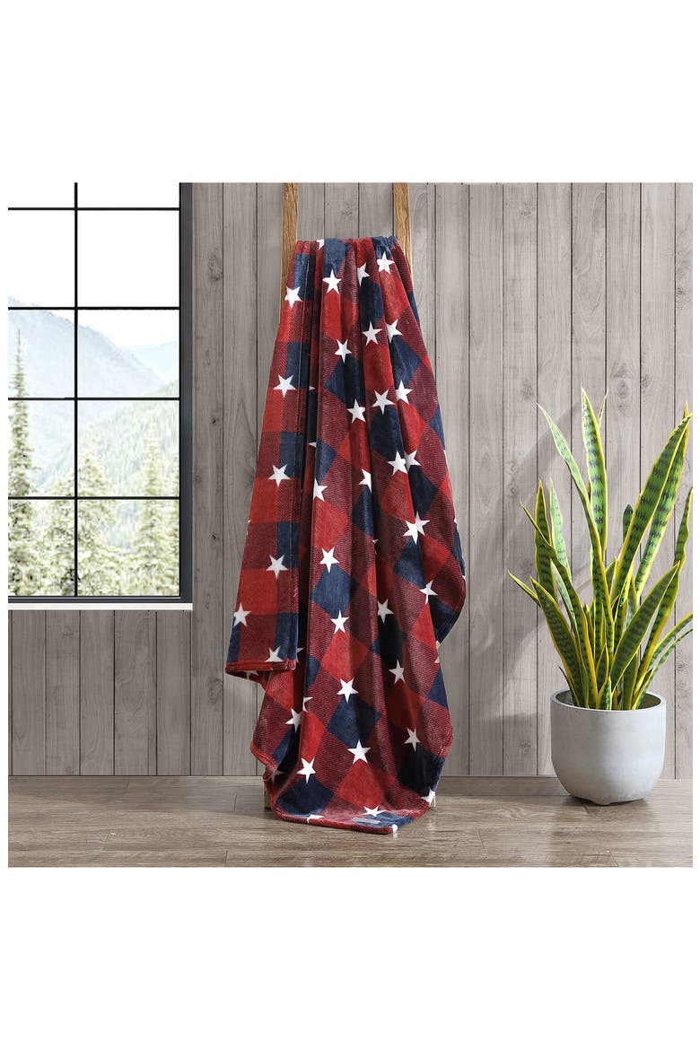 Americana Plaid Throw Blanket, Alternate, color, MEDIUM RED