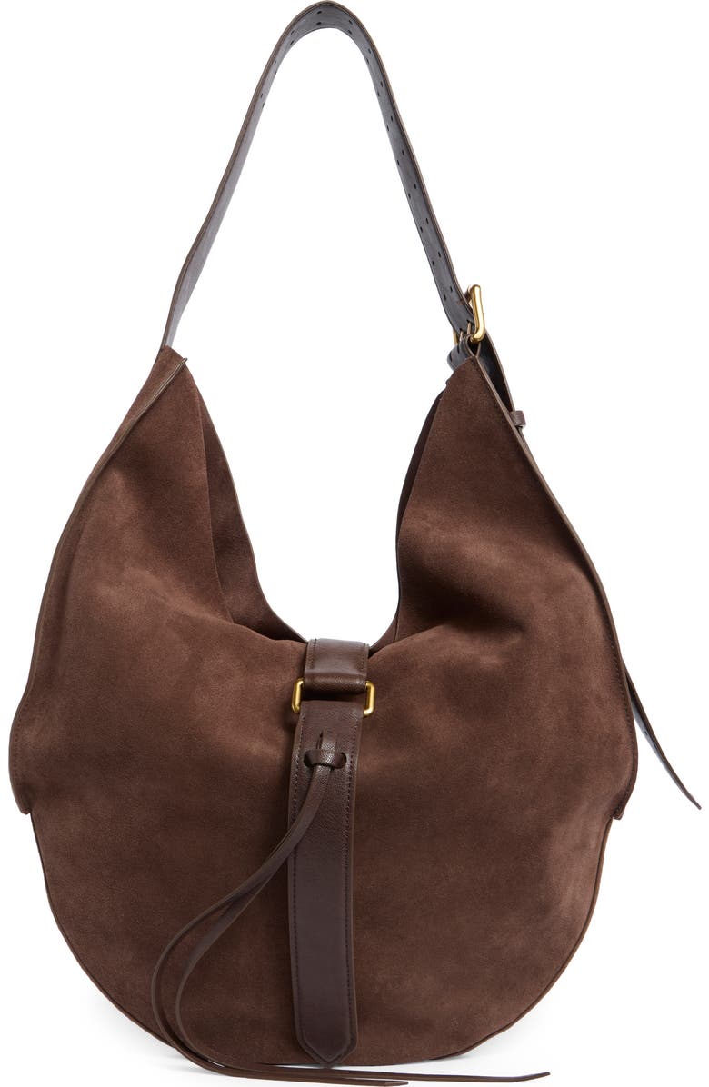 Dolce Vita Oakley Large Suede Hobo Bag, Main, color, Chocolate