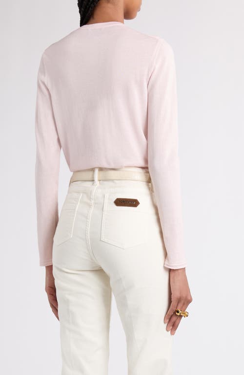 Tom Ford Fine Gauge Cashmere & Silk Crewneck Sweater In Dp649 Rose Petal