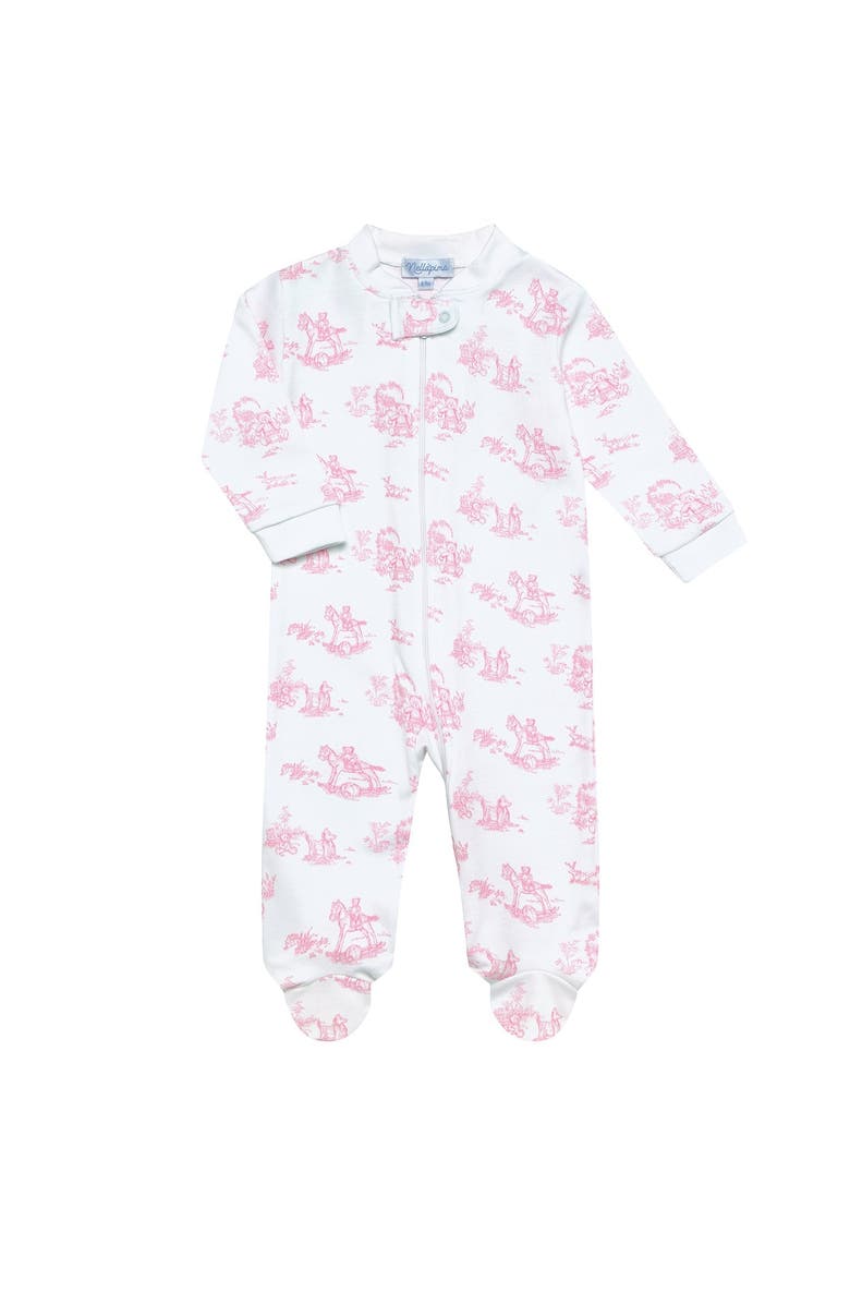 Nellapima Pink Toile Zipper Footie - Baby, Alternate, color, Pink