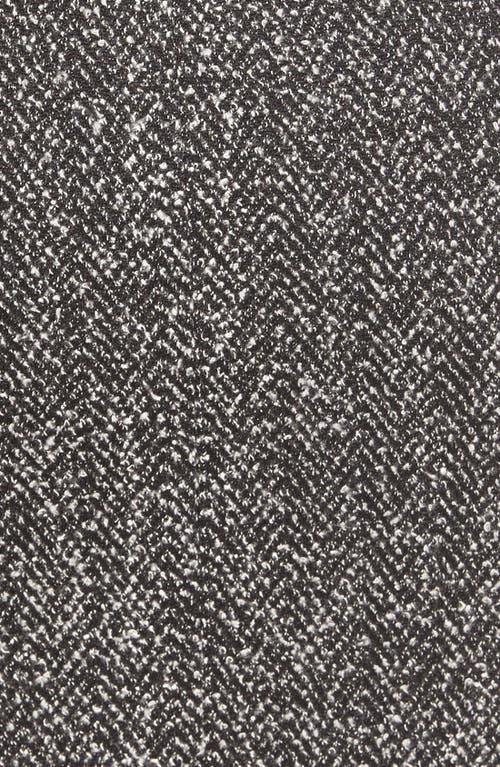 Halogenr Halogen(r) Mixed Media Short Sleeve Fitted Dress In Black- White Chevron Pattern
