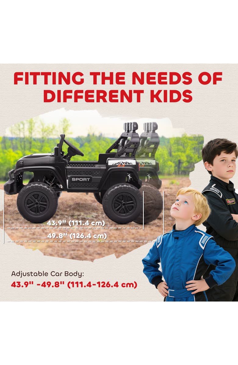 Qaba 2-Seater Kids Electric Truck, 4 Motors, 5 MPH, Remote, Suspension, Alternate, color, Black