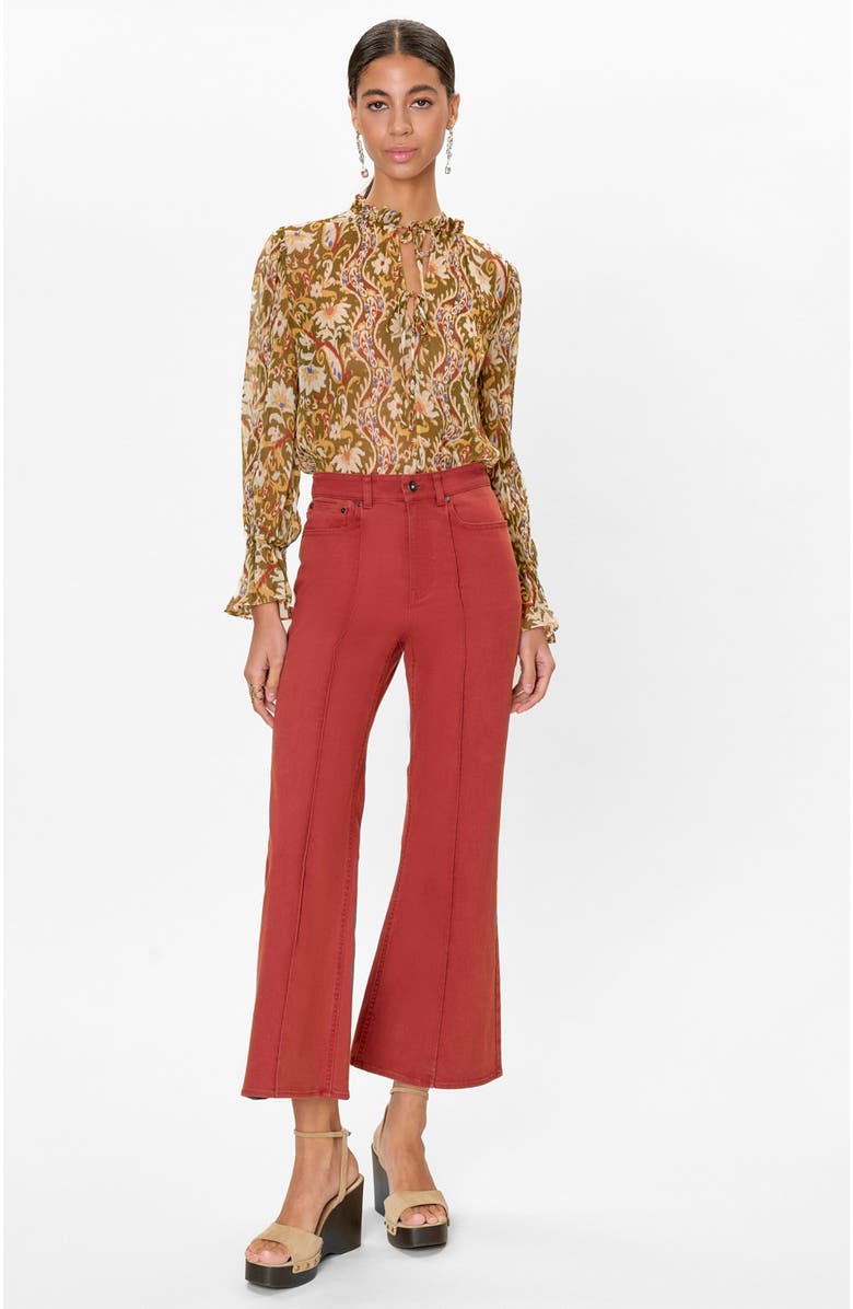 Rebecca Taylor Remi Stretch Kick Flare, Main, color, Burnt Sienna