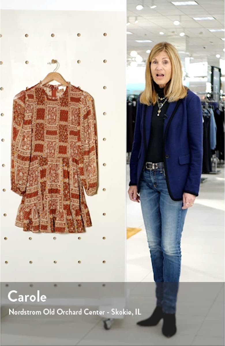 Patchwork Smocked Long Sleeve Minidress, sales video thumbnail