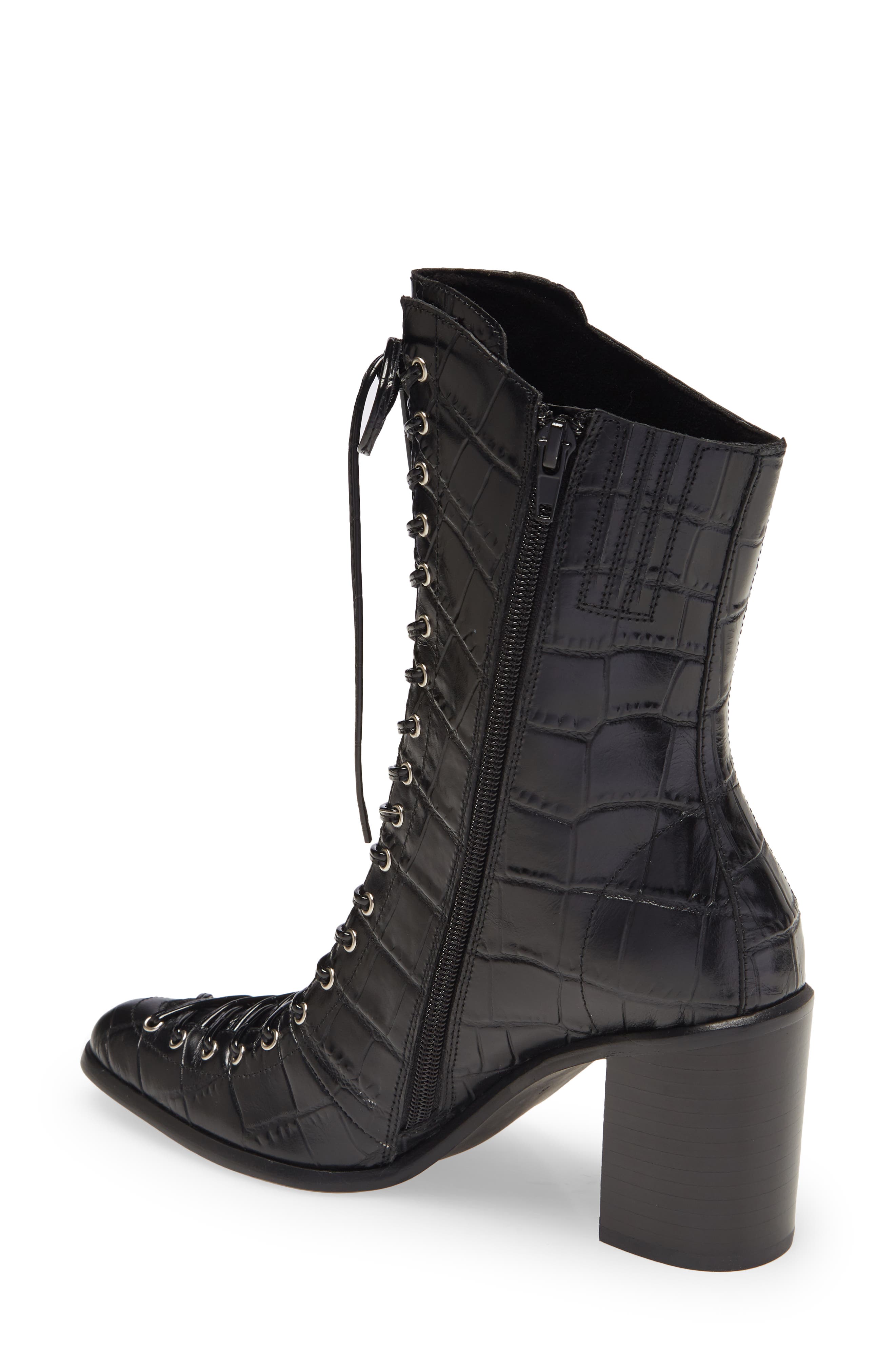 Archille Lace-Up Boot, Alternate, color, BLACK CROCODILE