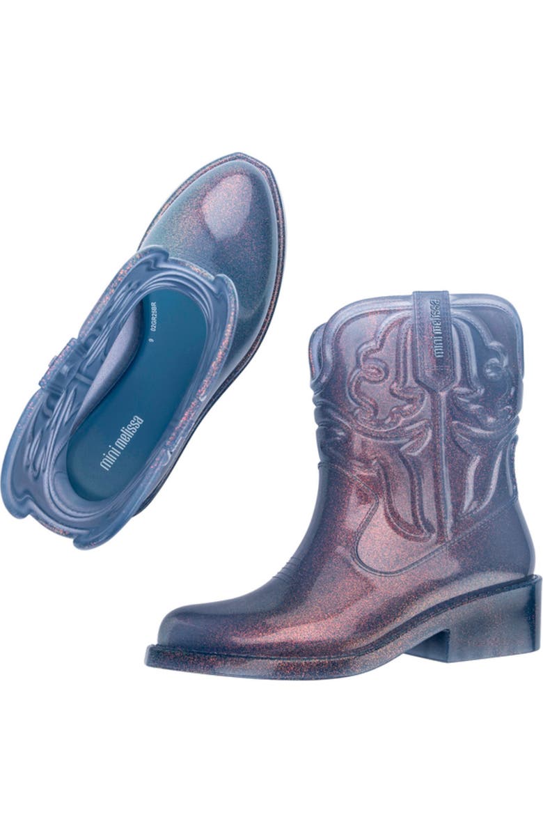 Mini Melissa Kids' Texas Western Boot, Alternate, color, Glitter Blue