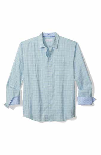 Barbados Breeze Playa Plaid Stretch Linen Blend Button-Up Shirt