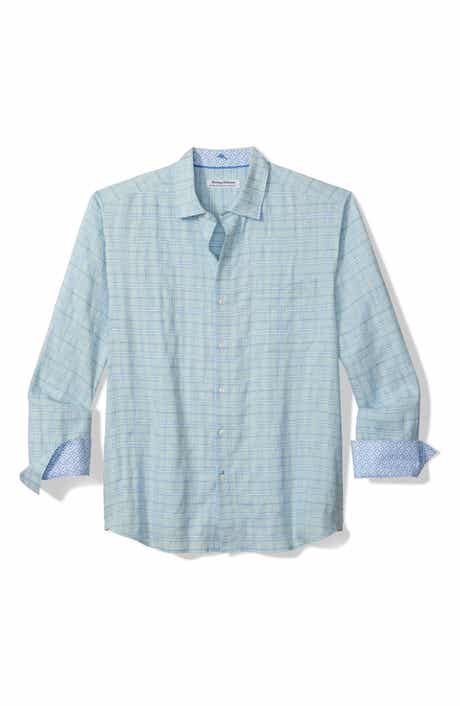 Barbados Breeze Playa Plaid Stretch Linen Blend Button-Up Shirt
