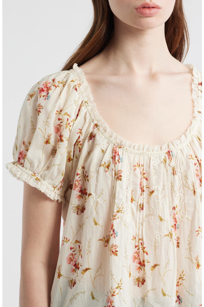 Frederica Floral Embroidered Organic Cotton Voile Top, Alternate, color, BLANC PRARIE ROSE