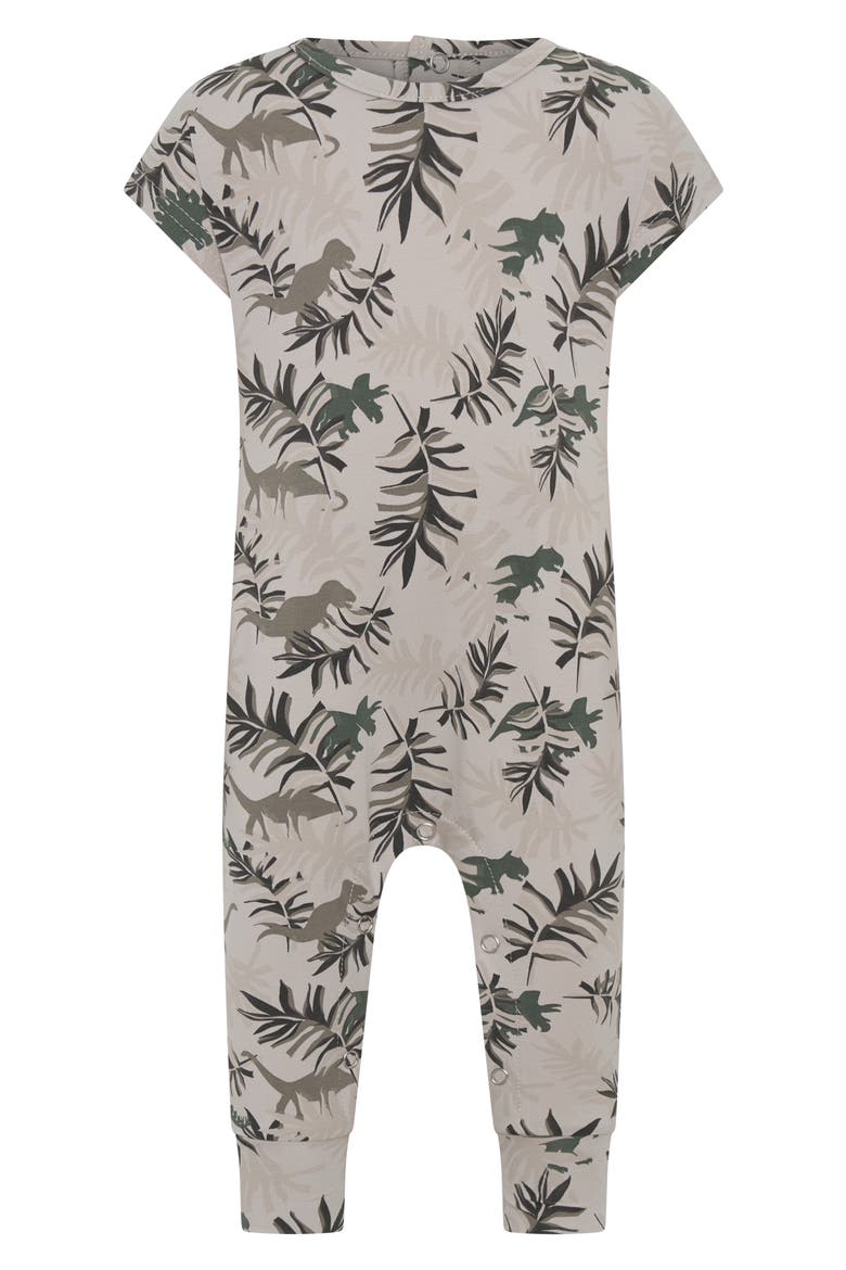 Dino Park Stretch Cotton Romper, Main, color, BEIGE MULTI