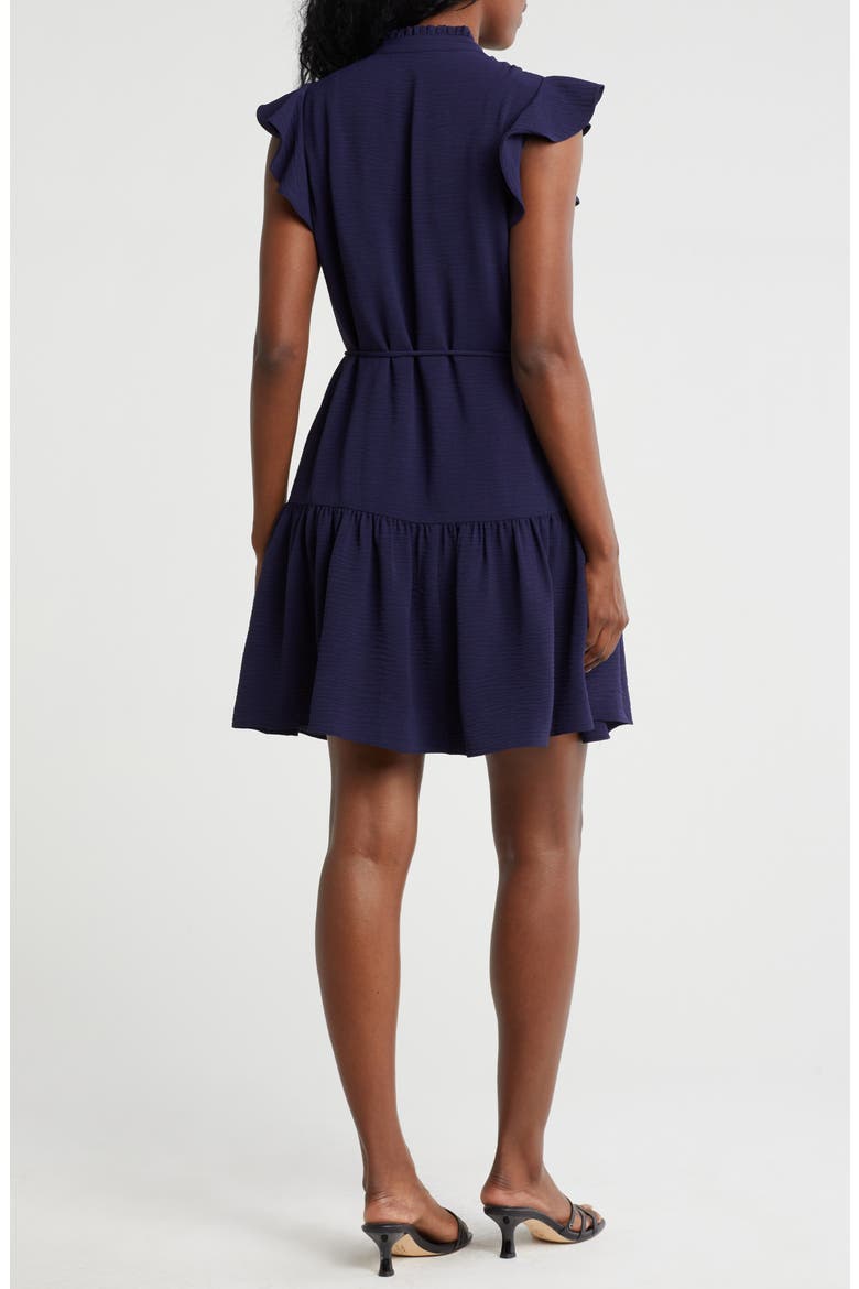 Flutter Sleeve Shirtdress, Alternate, color, NAVY