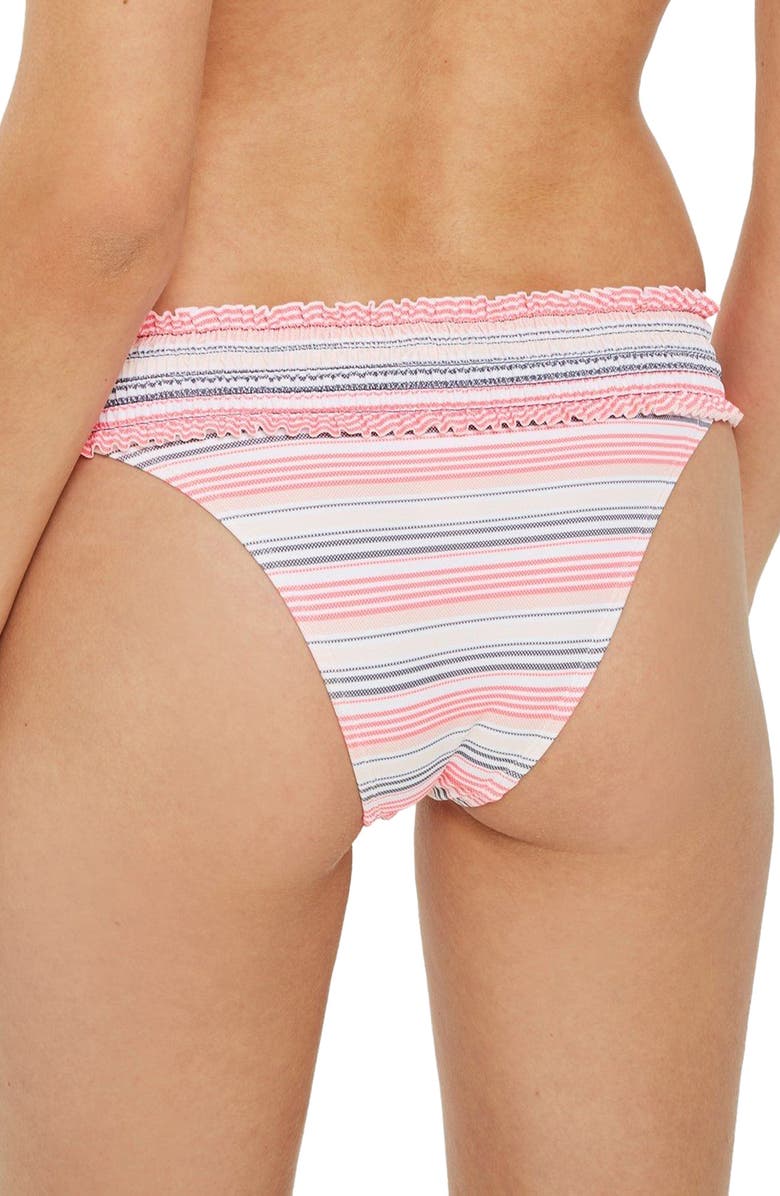 Topshop Shirred Smocked High Leg Bikini Bottoms, Alternate, color, 