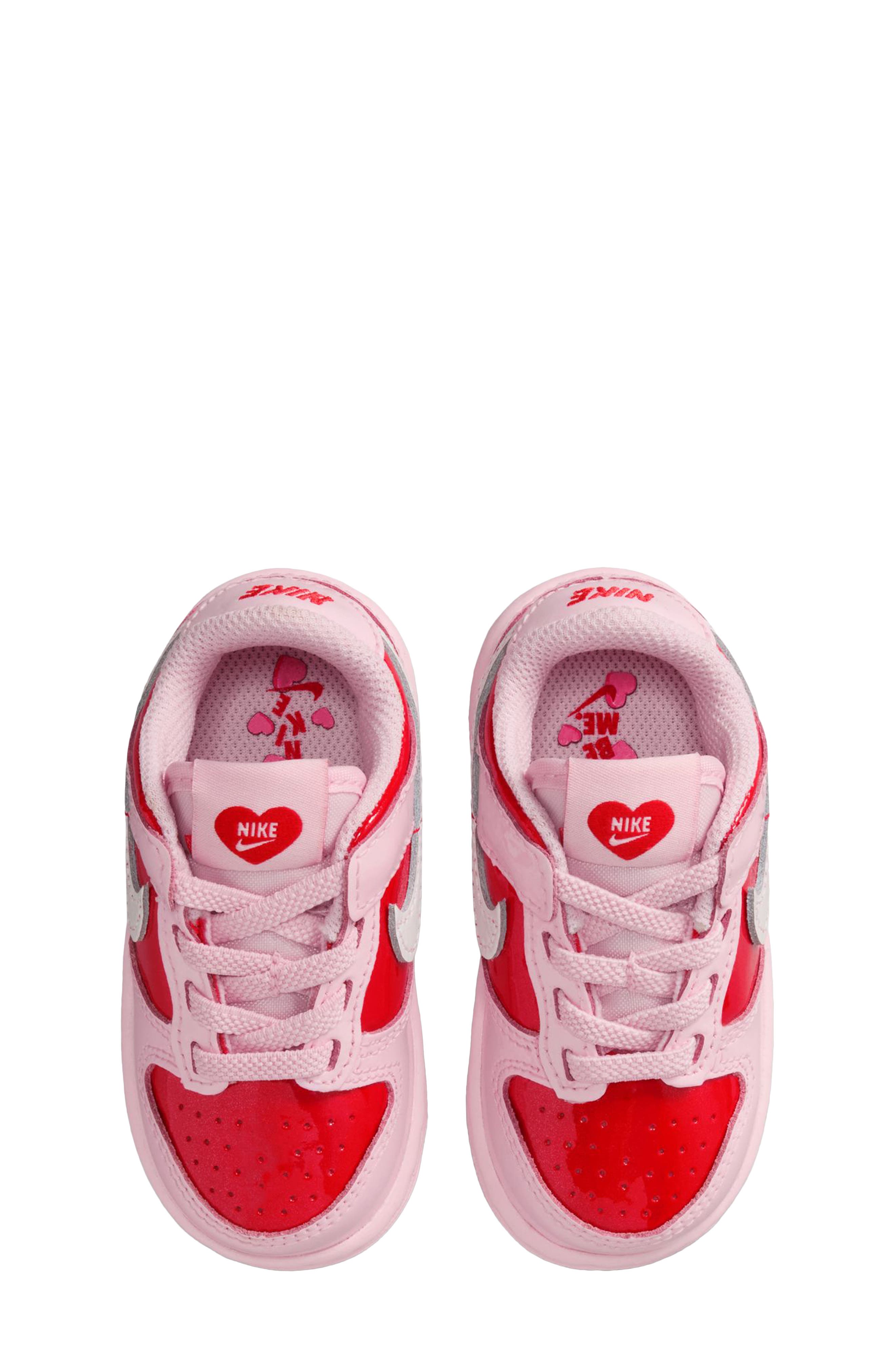 Nike Kids' Dunk Low Basketball Sneaker, Alternate, color, Pink Foam/White