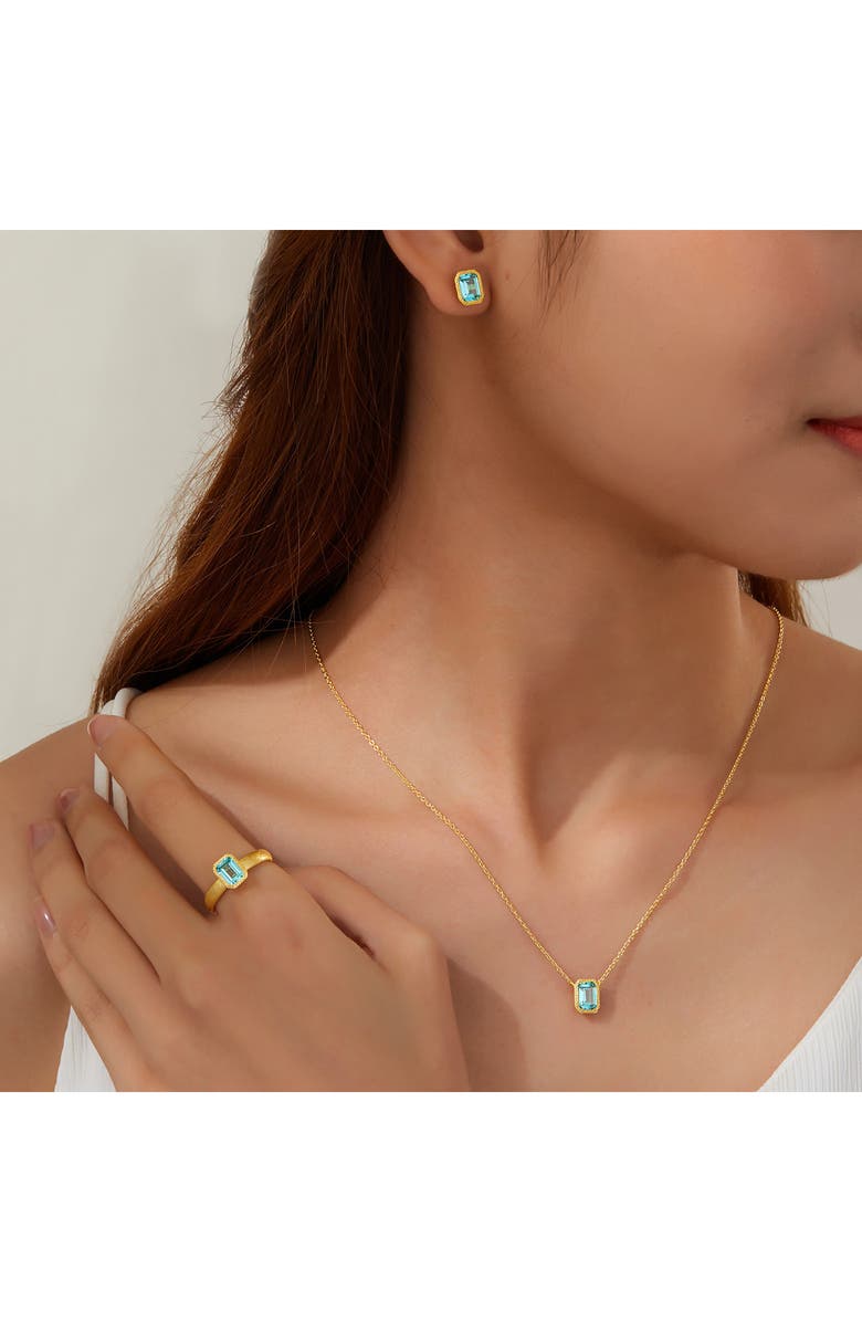 Lafonn Fancy Lab Created Sapphire Stud Earrings, Alternate, color, Blue