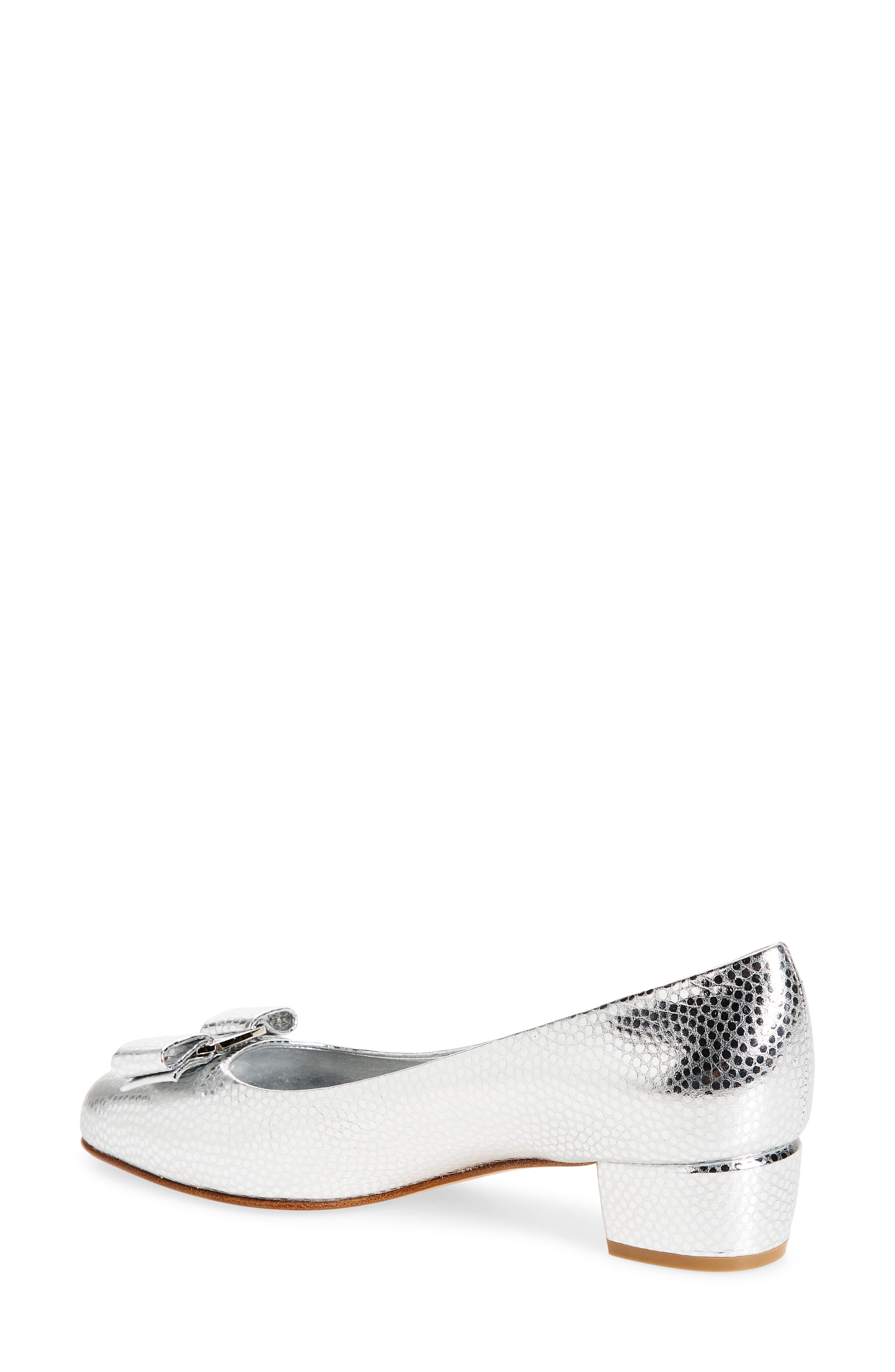 Vara Bow Metallic Leather Pump, Alternate, color, SILVER