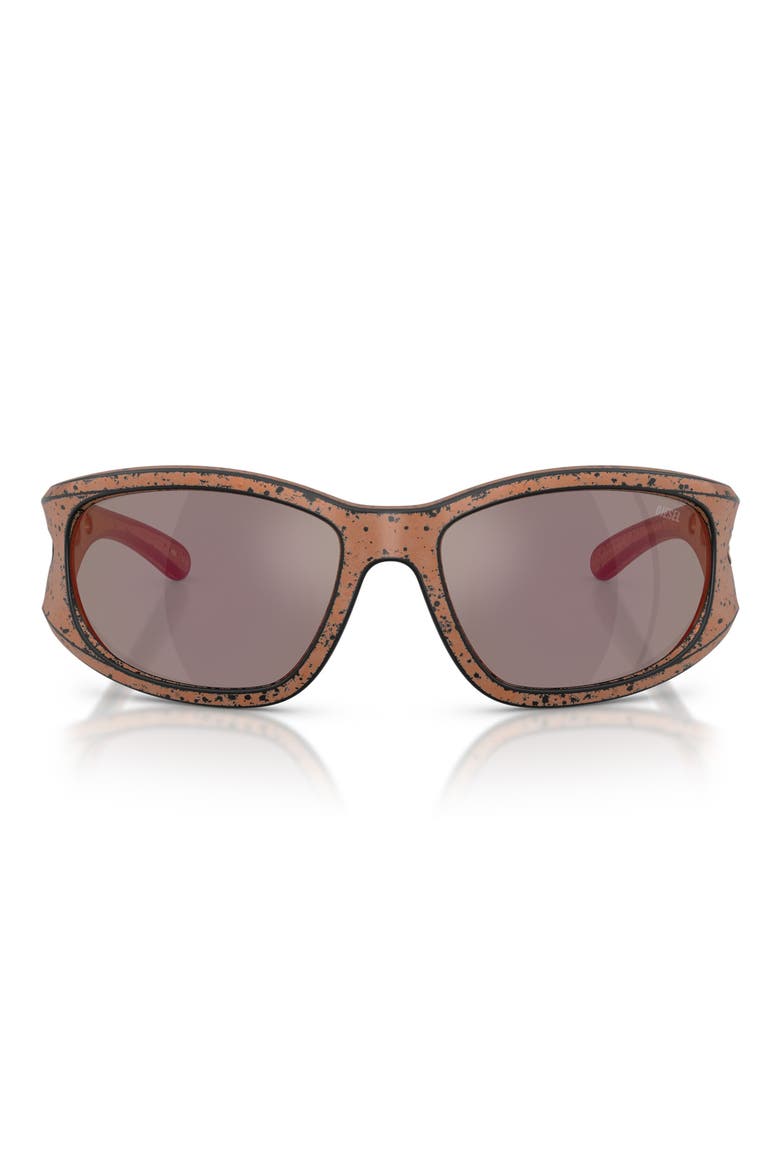 DL3012U 61mm Mirrored Rectangular Sunglasses, Main, color, BRONZE SPLATTER BLACK / ROSE
