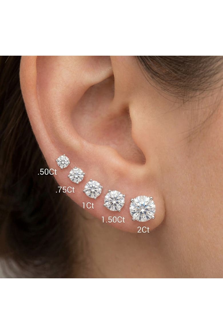 1/2 - 2 Ct Single Diamond Stud in 14k Gold One Earring Lab Grown, Alternate, color, Yellow Gold - 2Ct