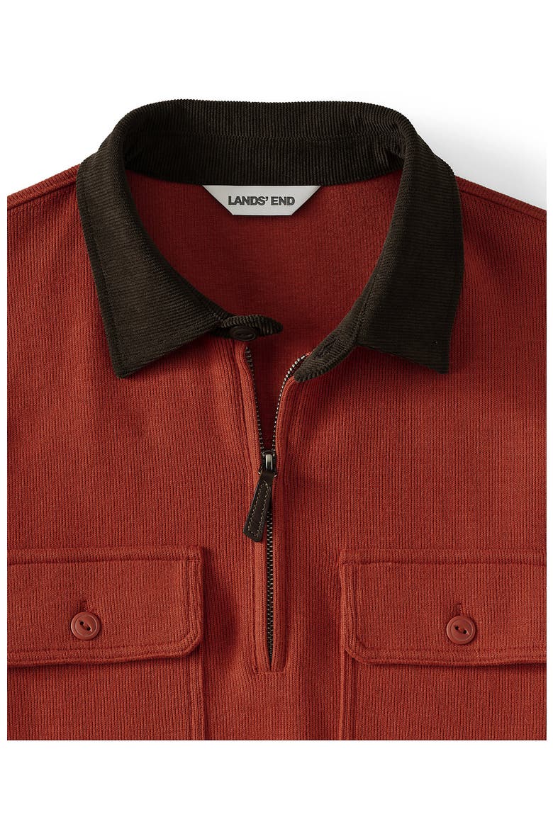 Long Sleeve Corduroy Collar Bedford Rib Quarter Zip, Alternate, color, Bourbon
