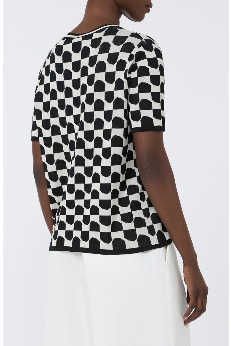 Geometric Cotton Blend Jacquard Sweater, Alternate, color, BLACK