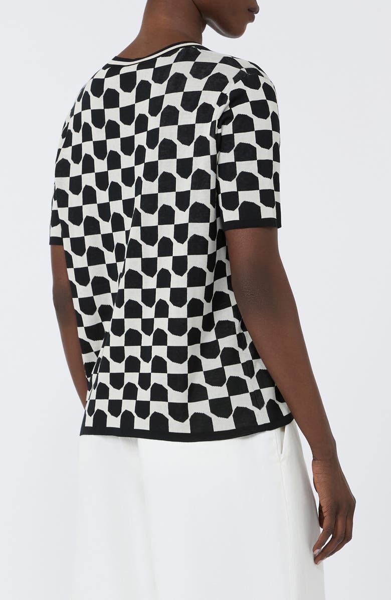 Max Mara Geometric Cotton Blend Jacquard Sweater, Alternate, color, Black