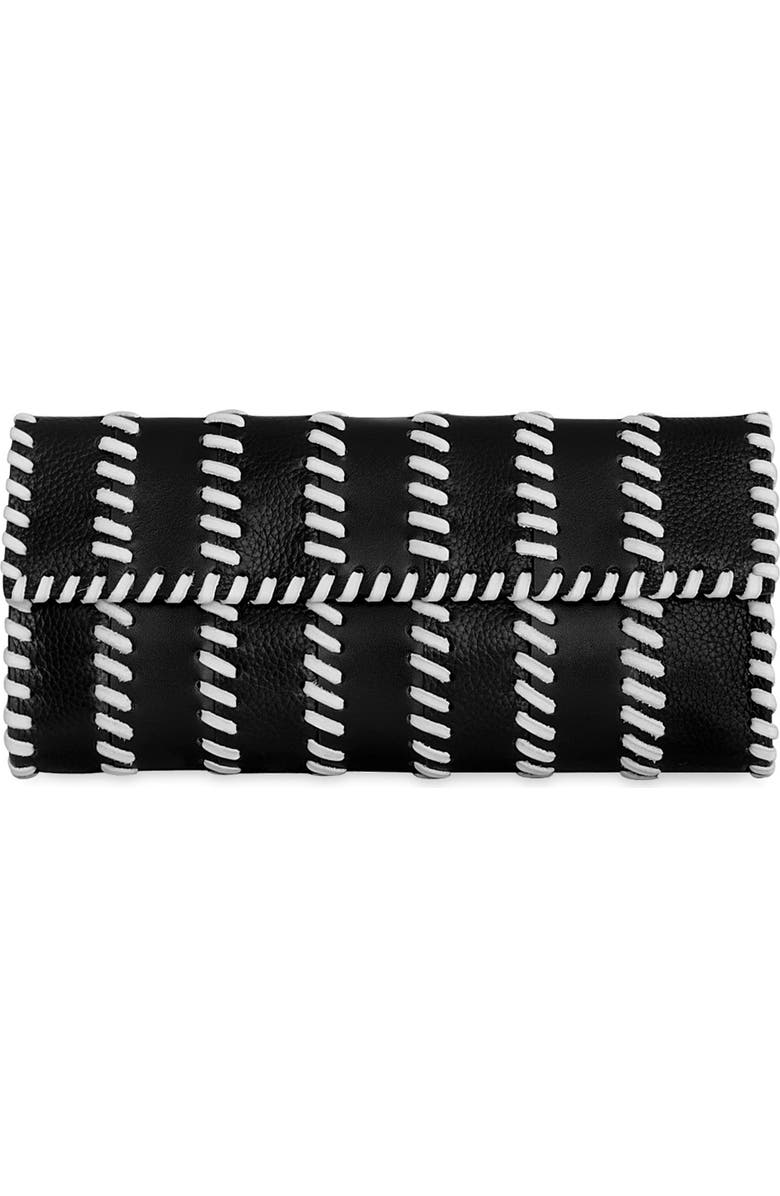 Rebecca Minkoff Whipstitch Patchwork Leather Clutch, Main, color, Black/ White