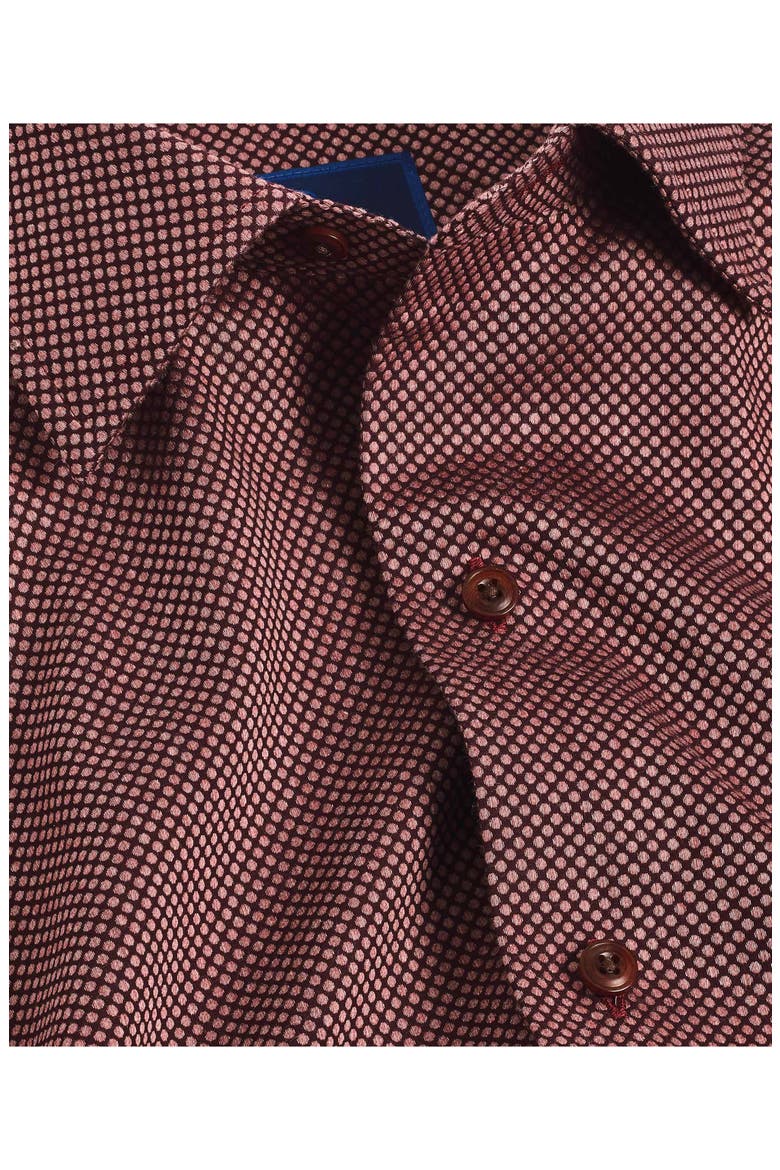 Micro Dobby Dot Cotton Sport Shirt, Alternate, color, MERLOT