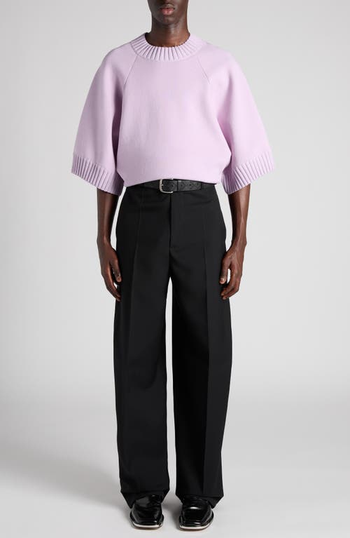 Bottega Veneta Wide Leg Cotton Trousers With Belt Loops In Blue