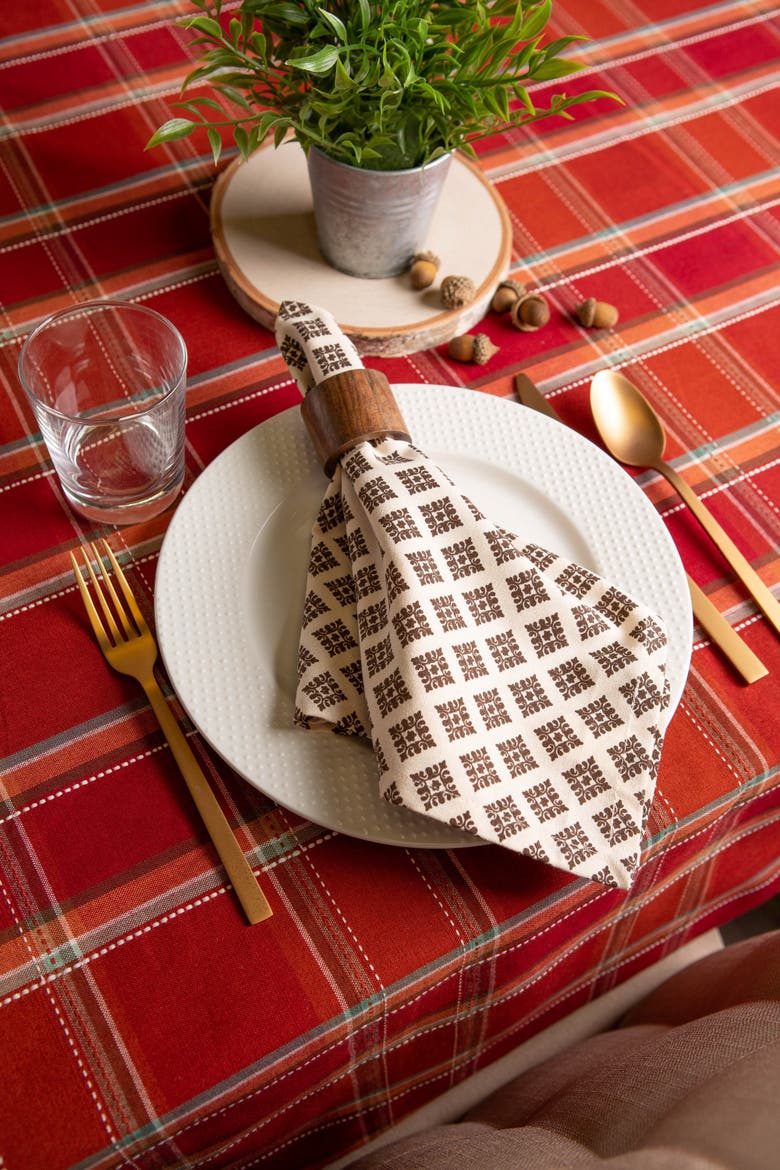 Heirloom Diamond Printed Napkin Set/6, Alternate, color, Brown