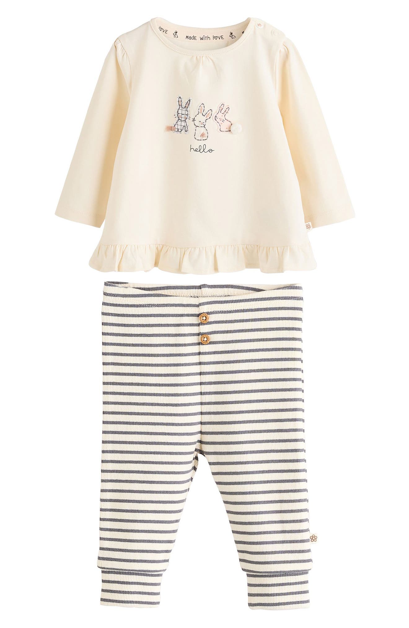 NEXT Bunny Shirt & Leggings Set in Beige Multi 
