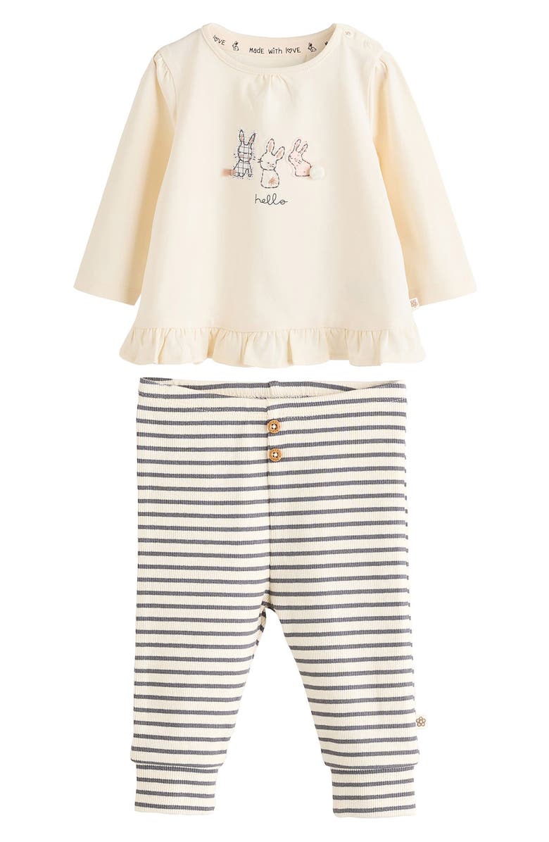 NEXT Bunny Shirt & Leggings Set, Main, color, Beige Multi