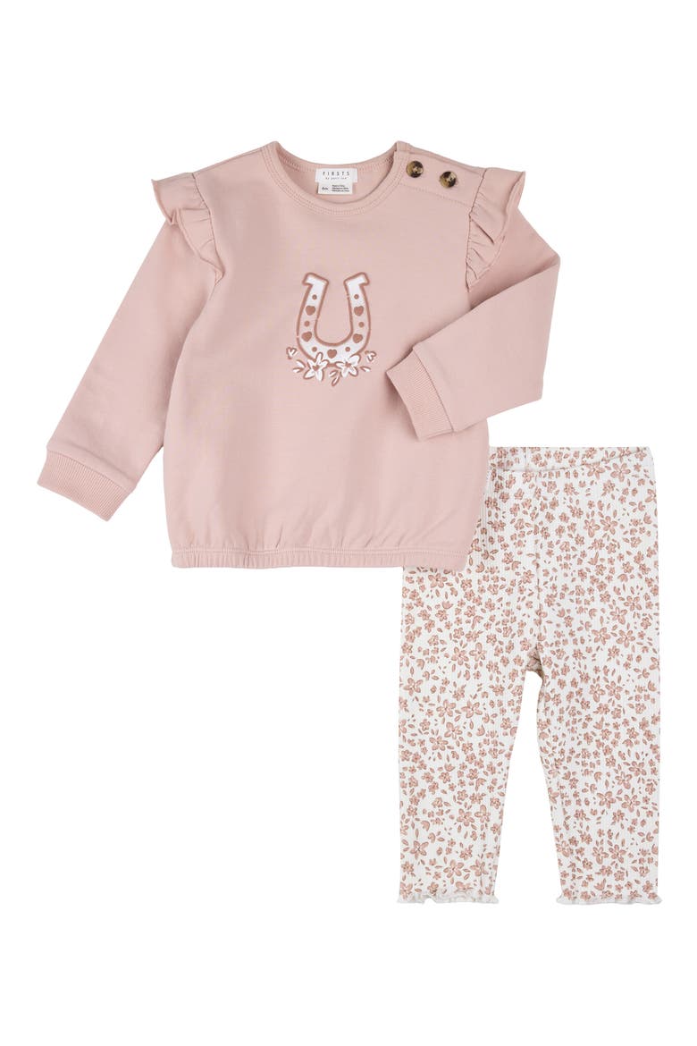 Kids' Ruffle Sweatshirt & Leggings Set, Main, color, PINK