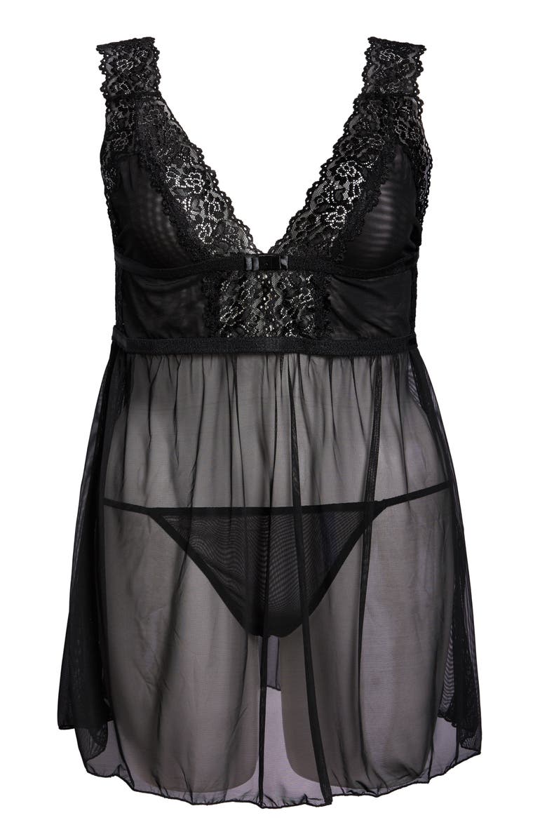 Oh La La Cheri Soft Cup Babydoll Chemise & G-String Thong, Alternate, color,