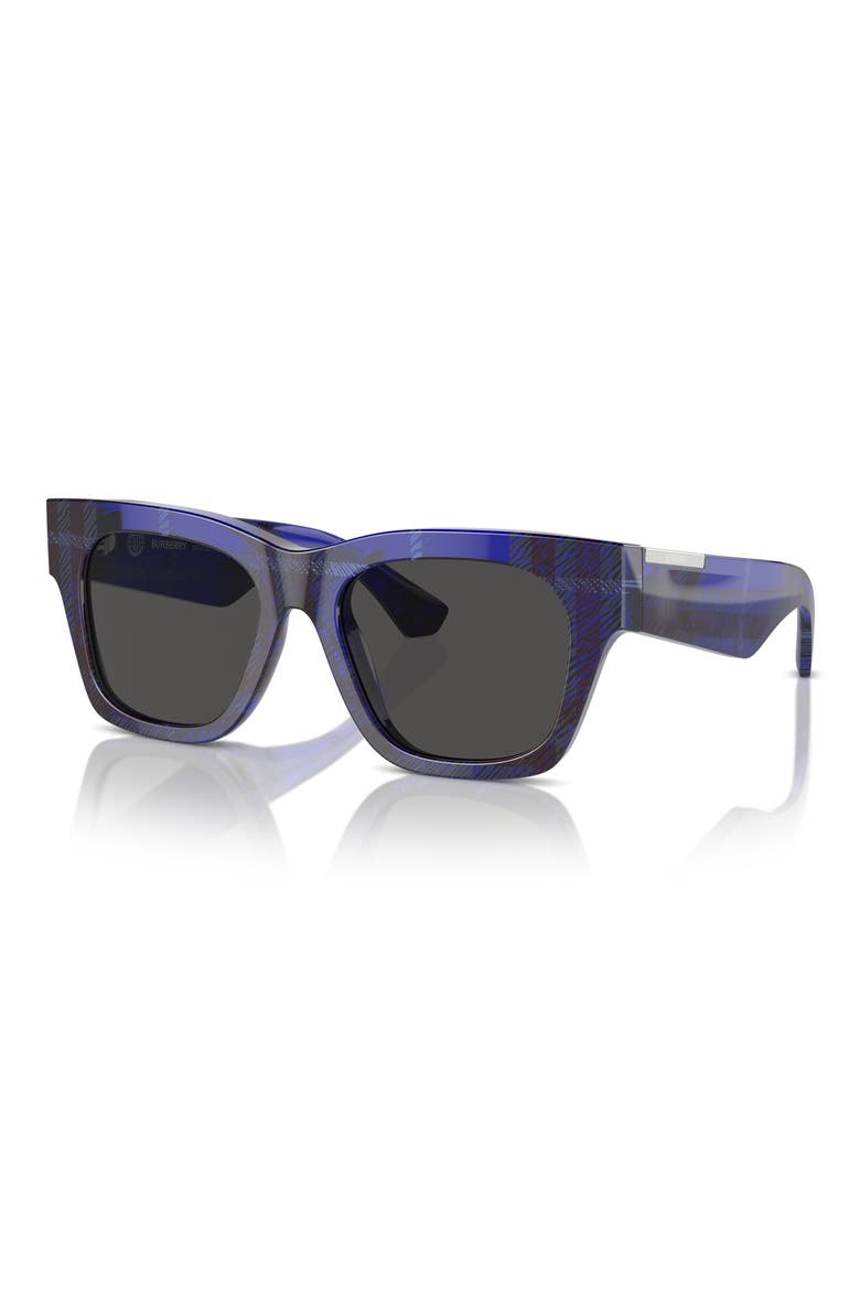 Elevated Check 52mm Square Sunglasses, Alternate, color, BLUE