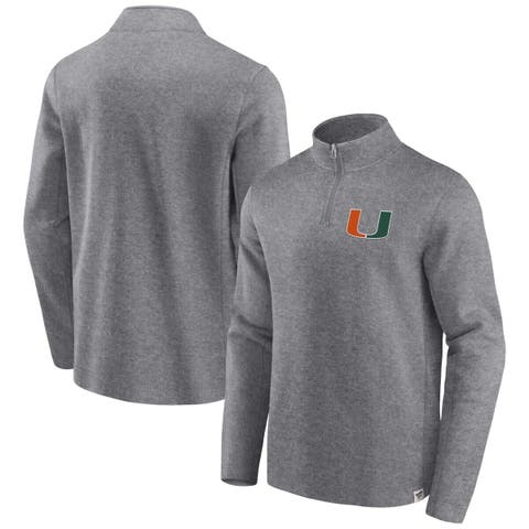 Men's Fanatics Branded Heather Gray Miami Hurricanes Vintage Fleece Quarter-Zip Jacket