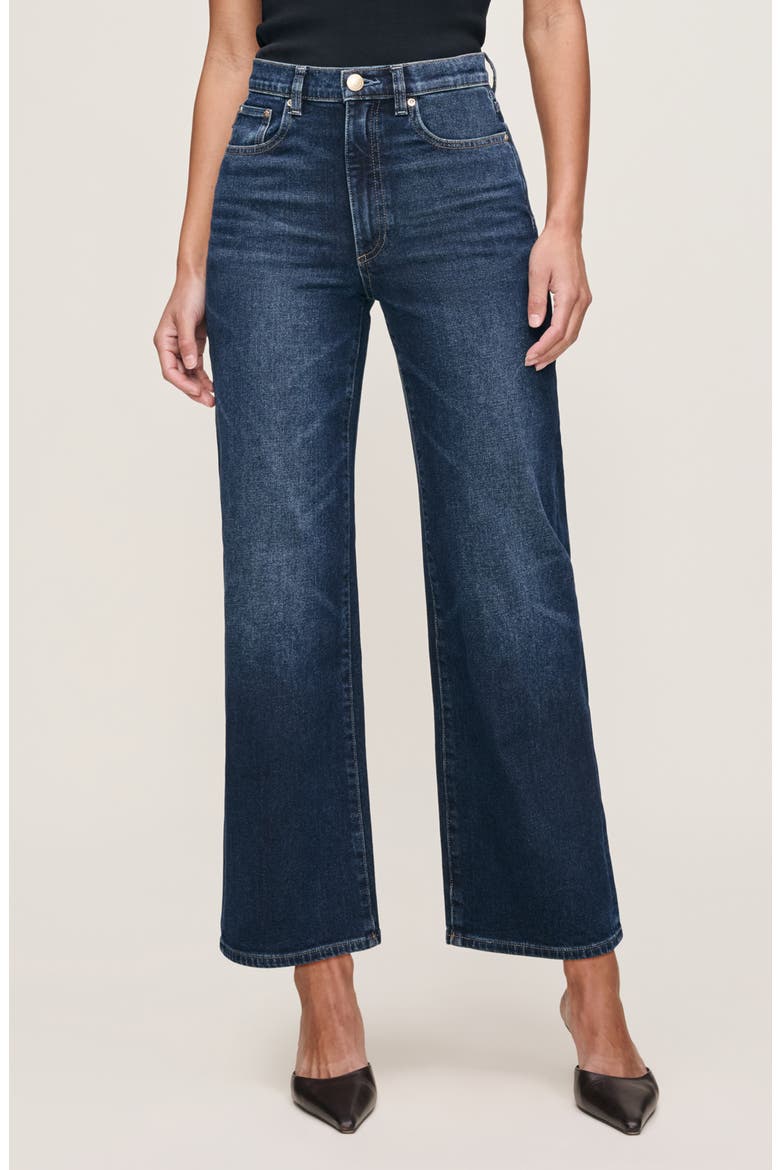 Karmine Refined Wide Leg SculptSystem High Waist Jeans, Main, color, DARK SEA