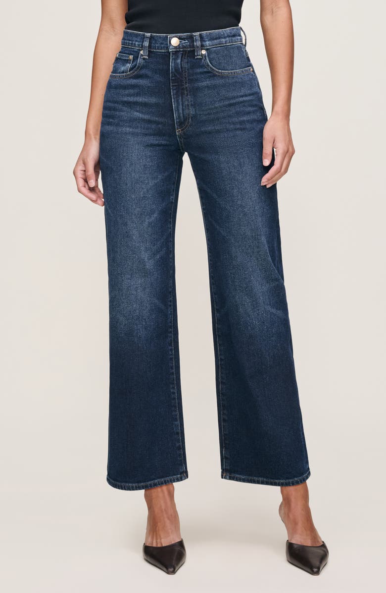 DL1961 Karmine Refined Wide Leg SculptSystem High Waist Jeans, Main, color, Dark Sea