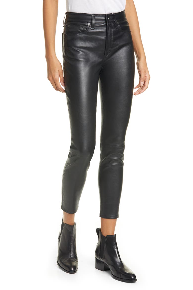 Nina High Waist Skinny Leather Pants, Main, color, BLK