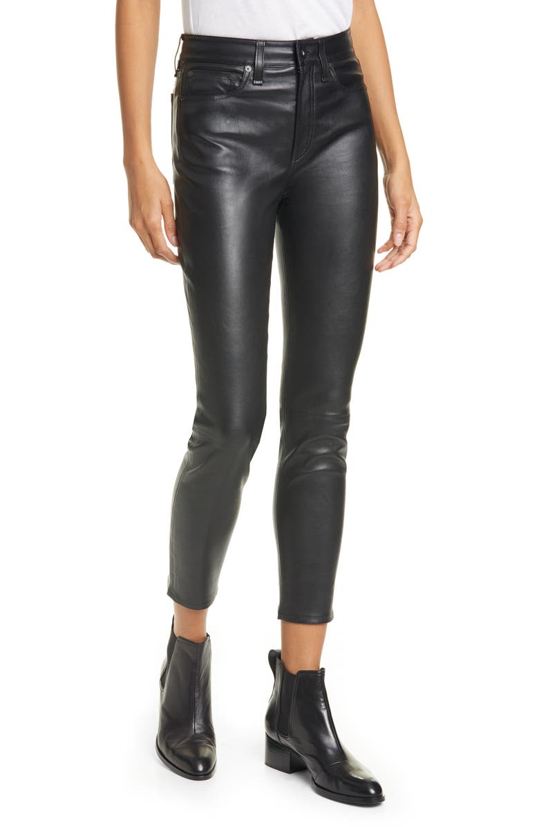 rag & bone Nina High Waist Skinny Leather Pants, Main, color, 