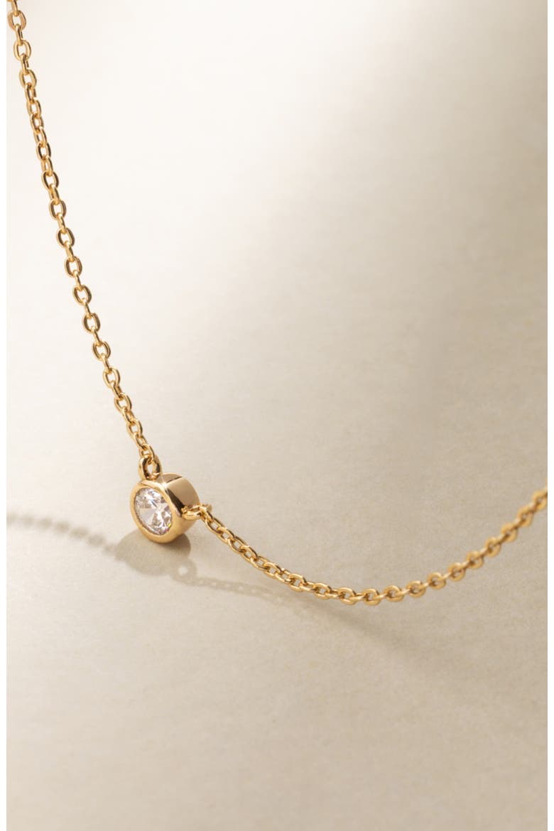 Poppy Cubic Zirconia Solitaire Necklace, Alternate, color, GOLD VERMEIL