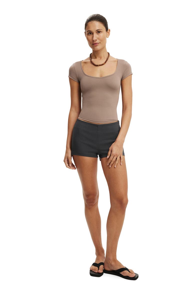 Women's Hold Me Short Sleeve, Alternate, color, Washed Mocha