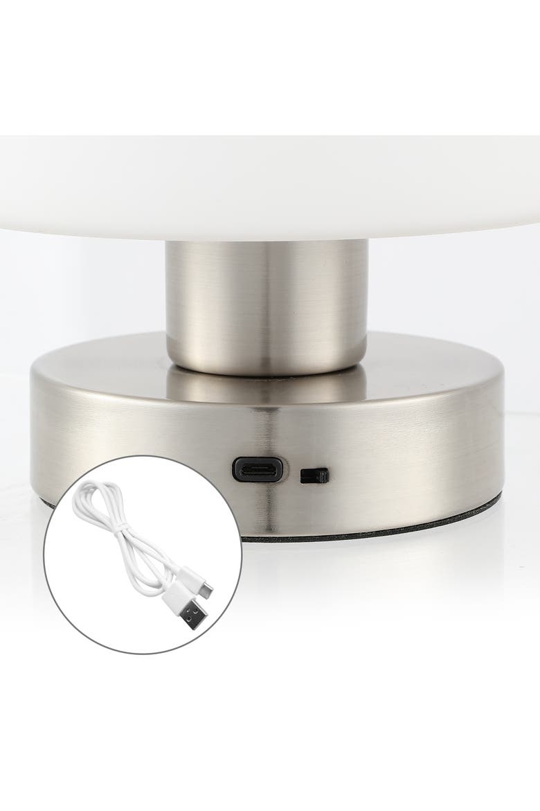 Zoe Modern Minimalist Iron Rechargeable Integrated Portable LED Table Lamp, Alternate, color, Nickel