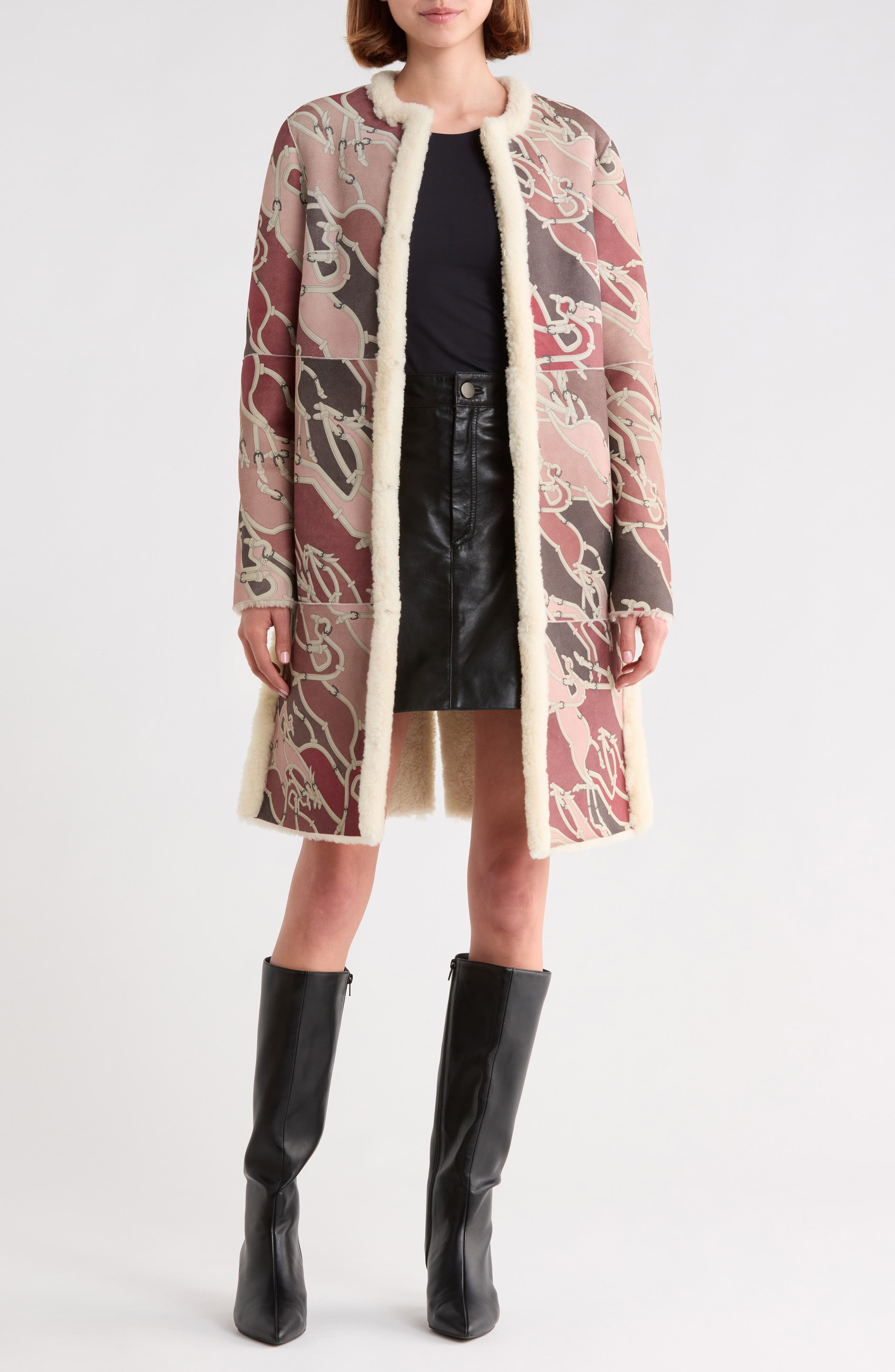 Belted Genuine Shearling Coat
