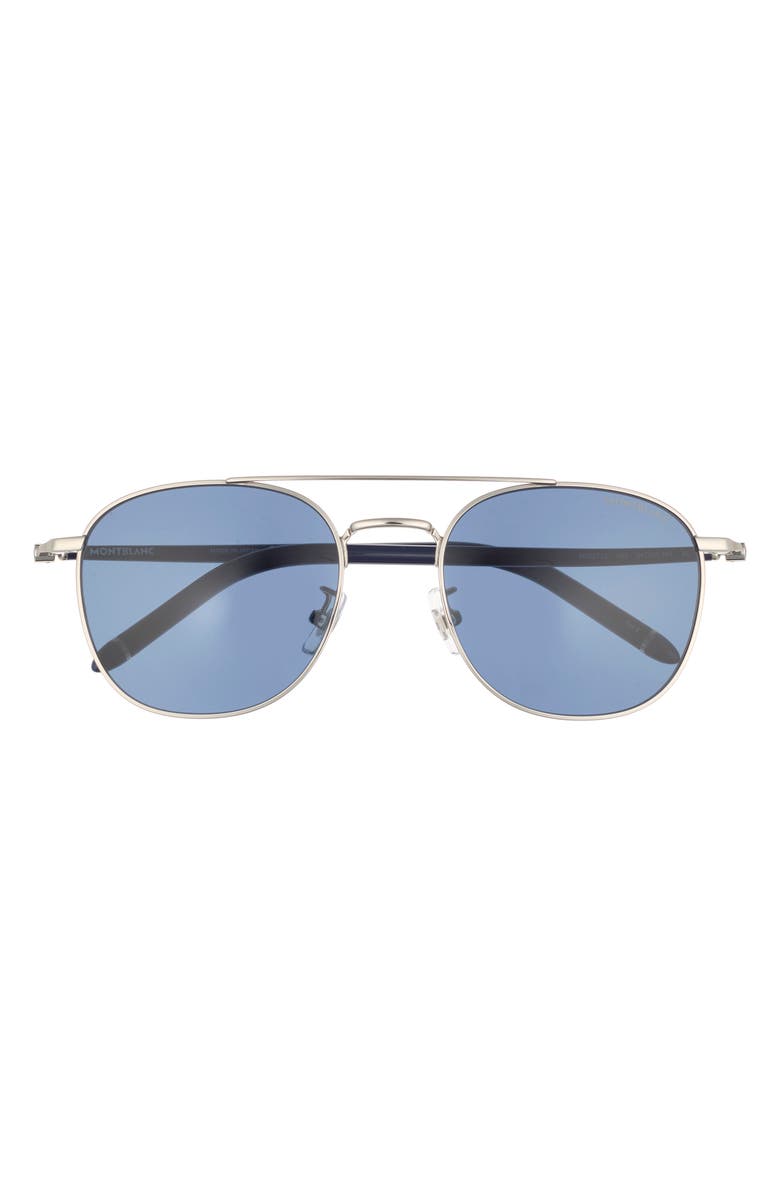 Montblanc 54mm Round Sunglasses, Main, color, Silver Blue Blue